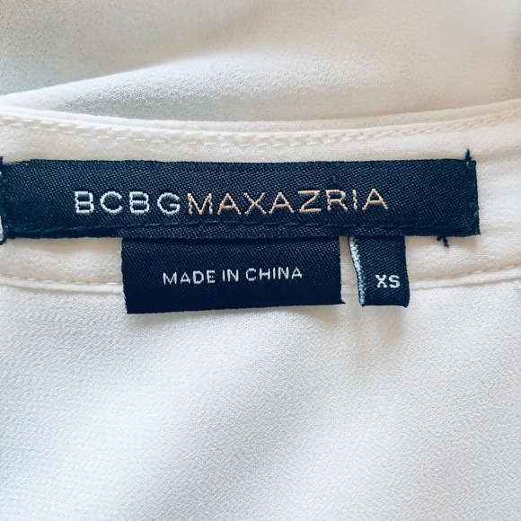 BCBG MaxAzria Blouse Sheer White Chiffon Jeweled Collar XS - Picture 4 of 9